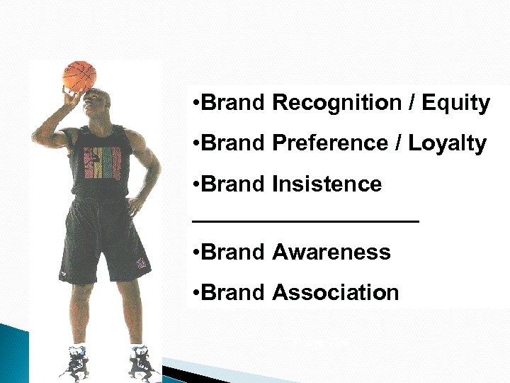  • Brand Recognition / Equity • Brand Preference / Loyalty • Brand Insistence