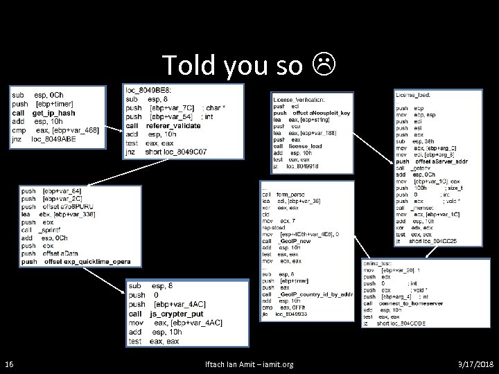 Told you so 16 Iftach Ian Amit – iamit. org 3/17/2018 