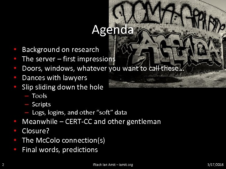 Agenda • • • Background on research The server – first impressions Doors, windows,