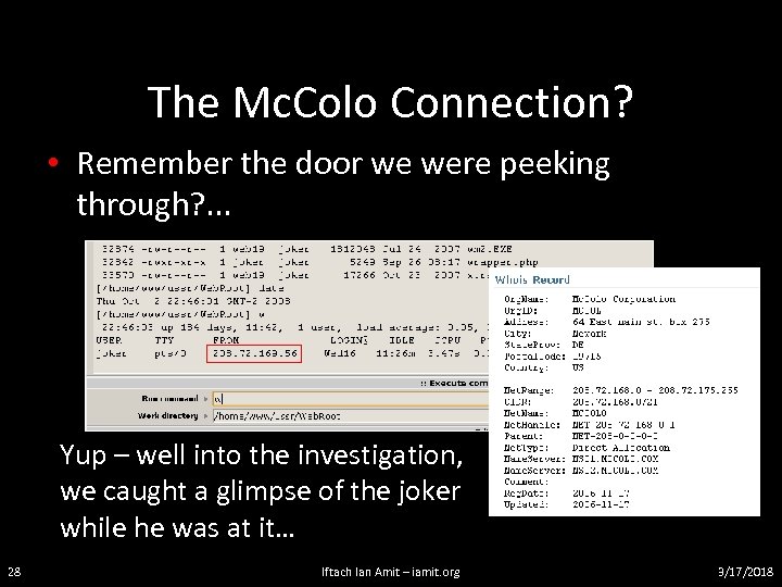 The Mc. Colo Connection? • Remember the door we were peeking through? . .