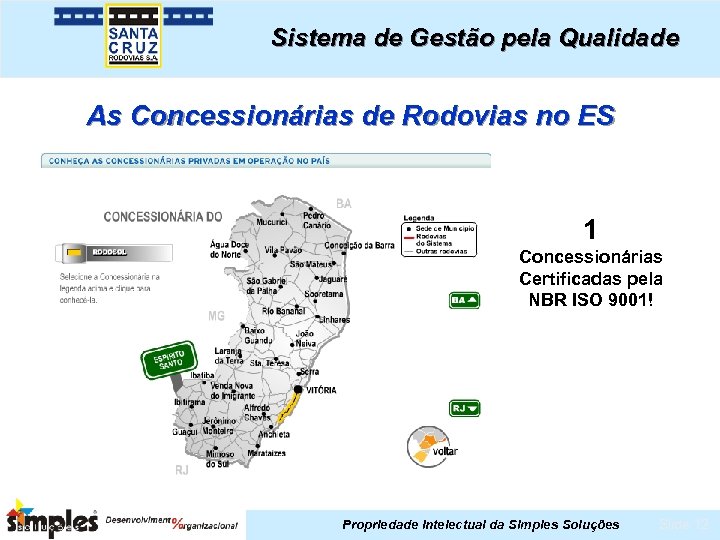 Sistema de Gestão pela Qualidade As Concessionárias de Rodovias no ES 1 Concessionárias Certificadas