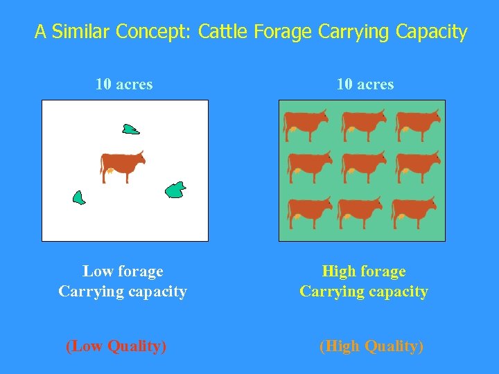 A Similar Concept: Cattle Forage Carrying Capacity 10 acres Low forage Carrying capacity High