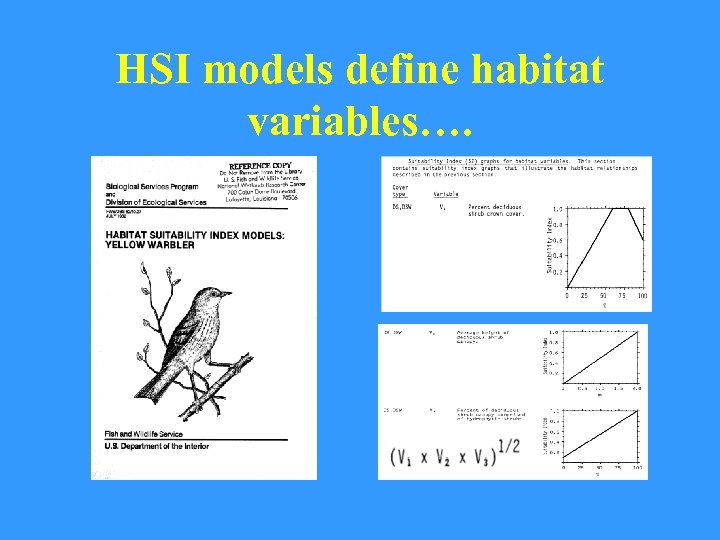HSI models define habitat variables…. 