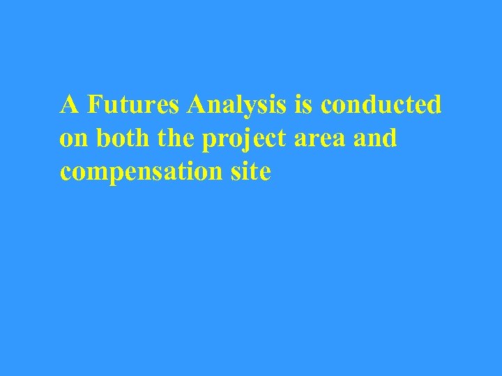 A Futures Analysis is conducted on both the project area and compensation site 