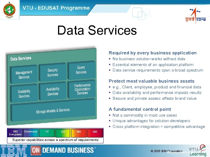 Data Services Required by every business application § No business solution works without data