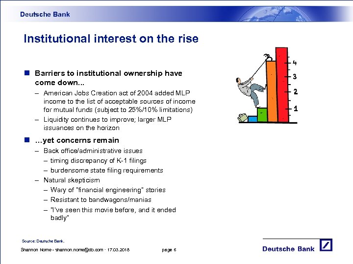Deutsche Bank Institutional interest on the rise n Barriers to institutional ownership have come