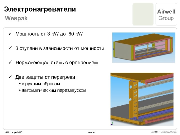 Электронагреватели Airwell Group Wespak ü Мощность от 3 k. W до 60 k. W