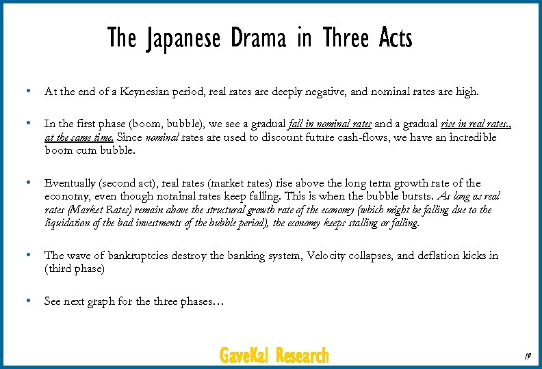 The Japanese Drama in Three Acts • At the end of a Keynesian period,