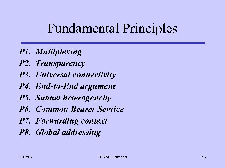 Fundamental Principles P 1. P 2. P 3. P 4. P 5. P 6.