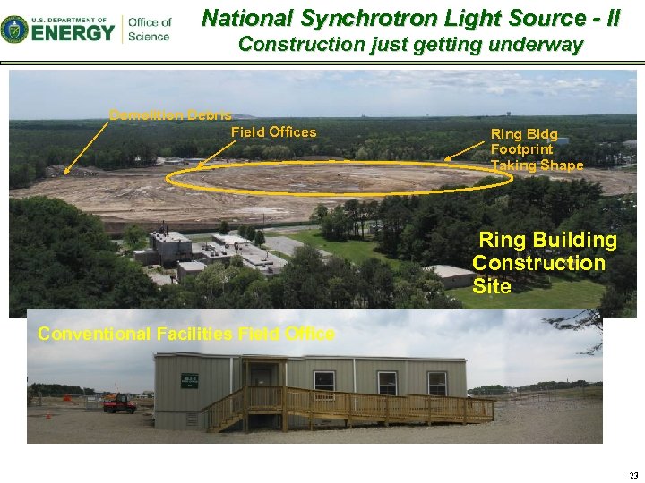 National Synchrotron Light Source - II Construction just getting underway Demolition Debris Field Offices