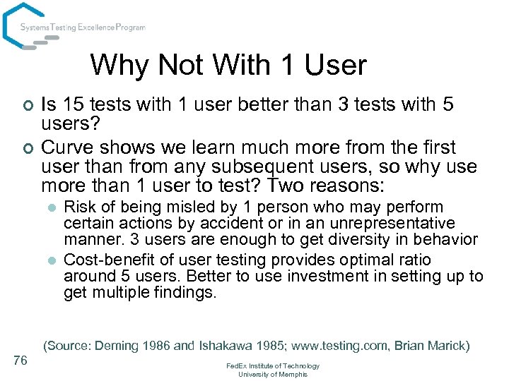 Why Not With 1 User ¢ ¢ Is 15 tests with 1 user better