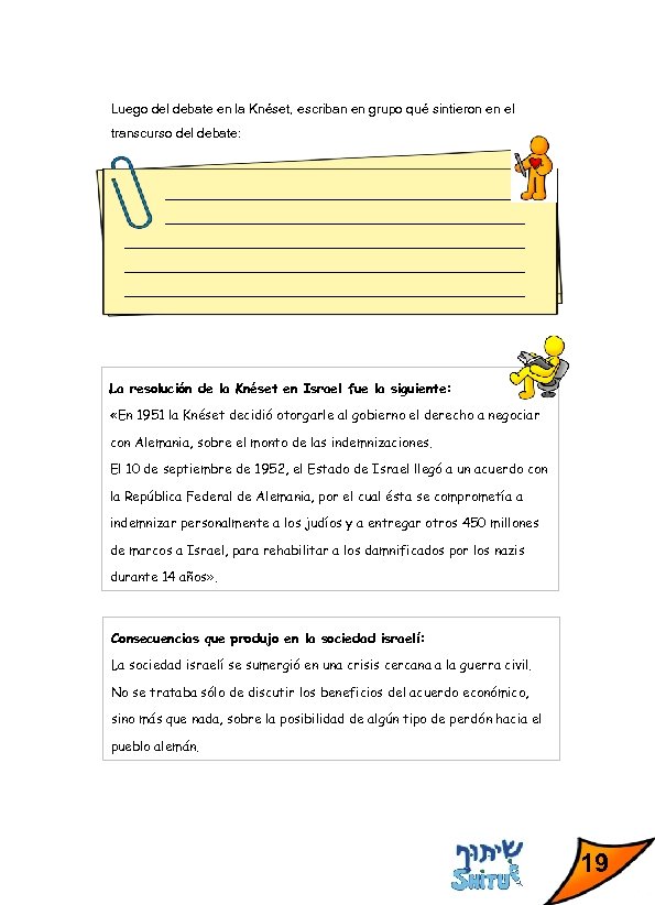 Luego del debate en la Knéset, escriban en grupo qué sintieron en el transcurso