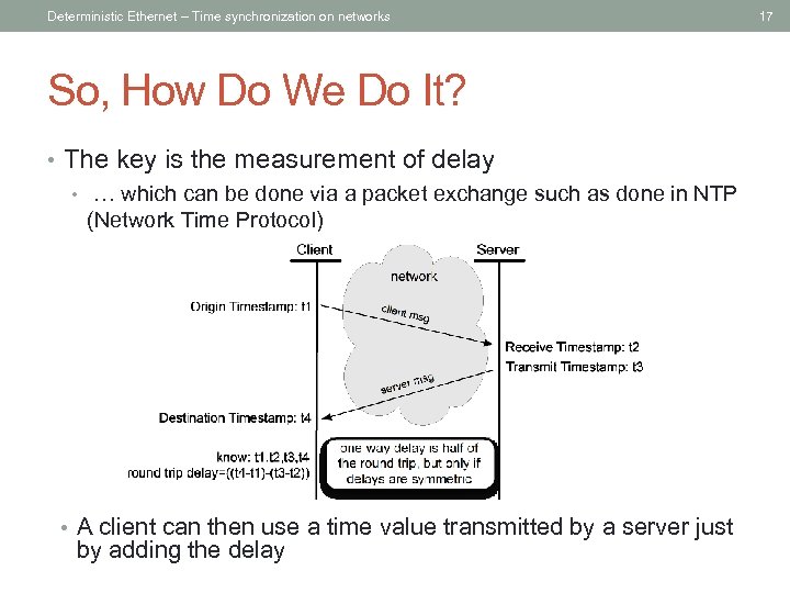 Deterministic Ethernet – Time synchronization on networks So, How Do We Do It? •