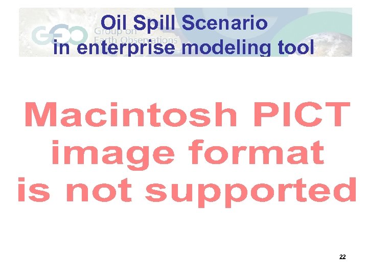 Oil Spill Scenario in enterprise modeling tool 22 