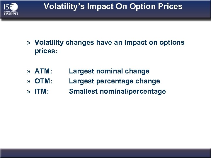 Volatility’s Impact On Option Prices » Volatility changes have an impact on options prices: