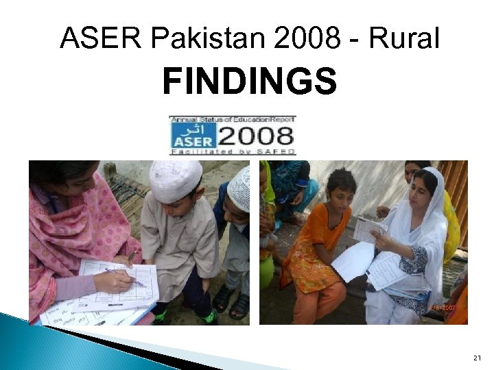 ASER Pakistan 2008 - Rural FINDINGS 21 