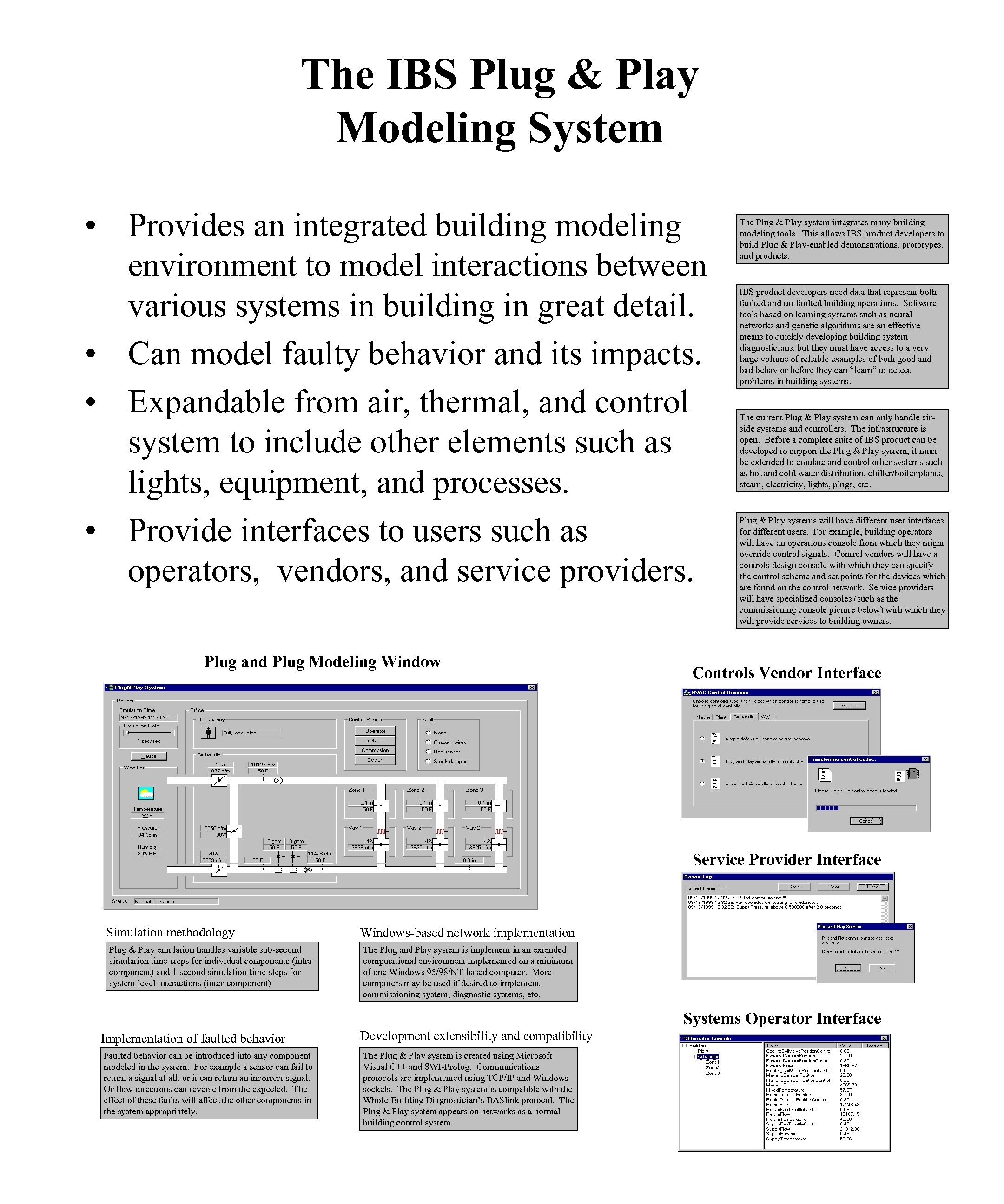 The IBS Plug & Play Modeling System • Provides an integrated building modeling environment