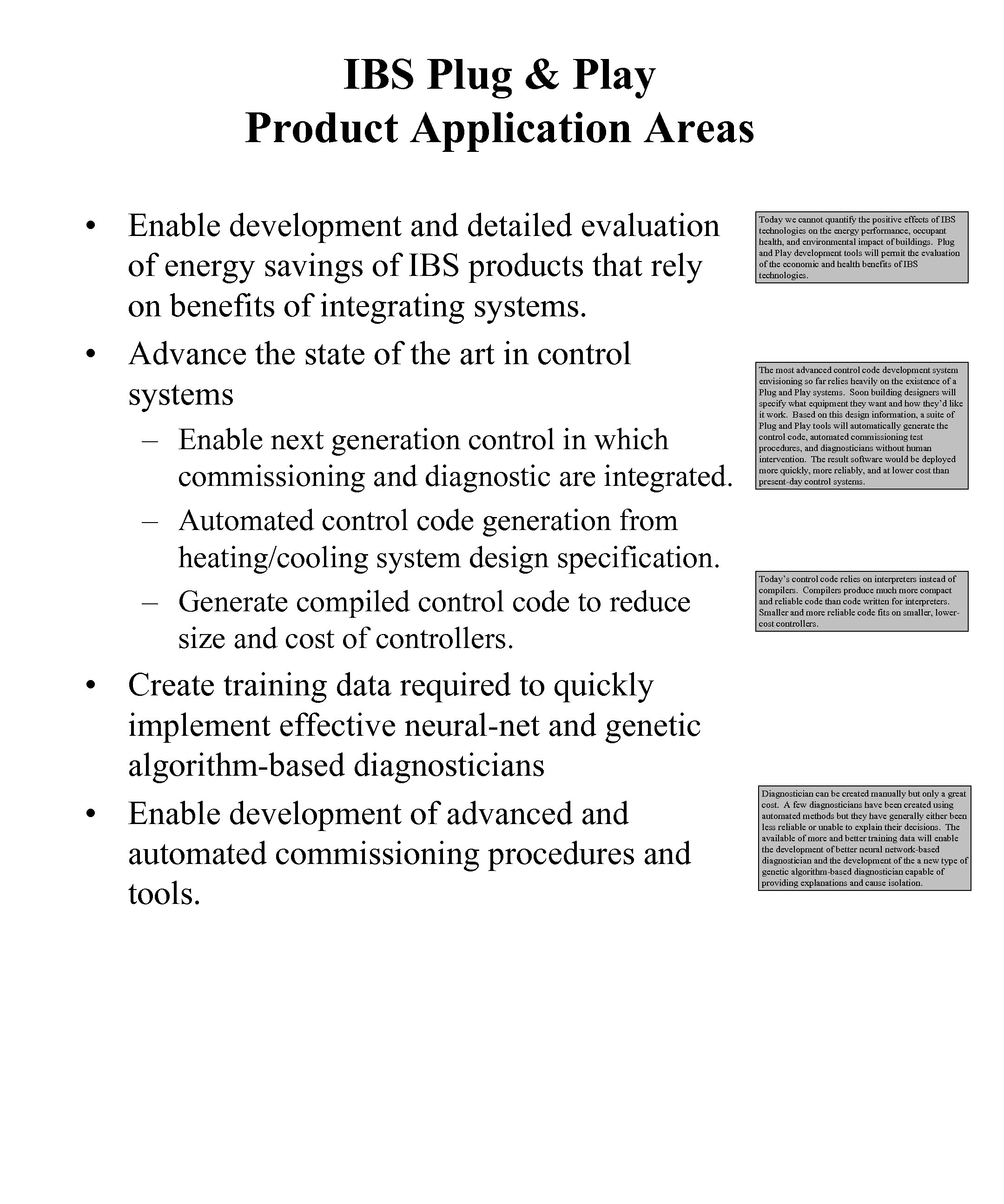 IBS Plug & Play Product Application Areas • Enable development and detailed evaluation of
