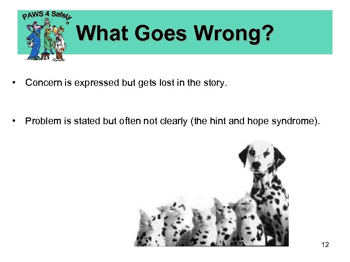 © What Goes Wrong? • Concern is expressed but gets lost in the story.