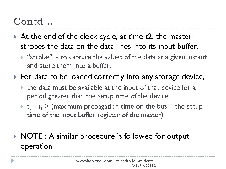Contd… At the end of the clock cycle, at time t 2, the master