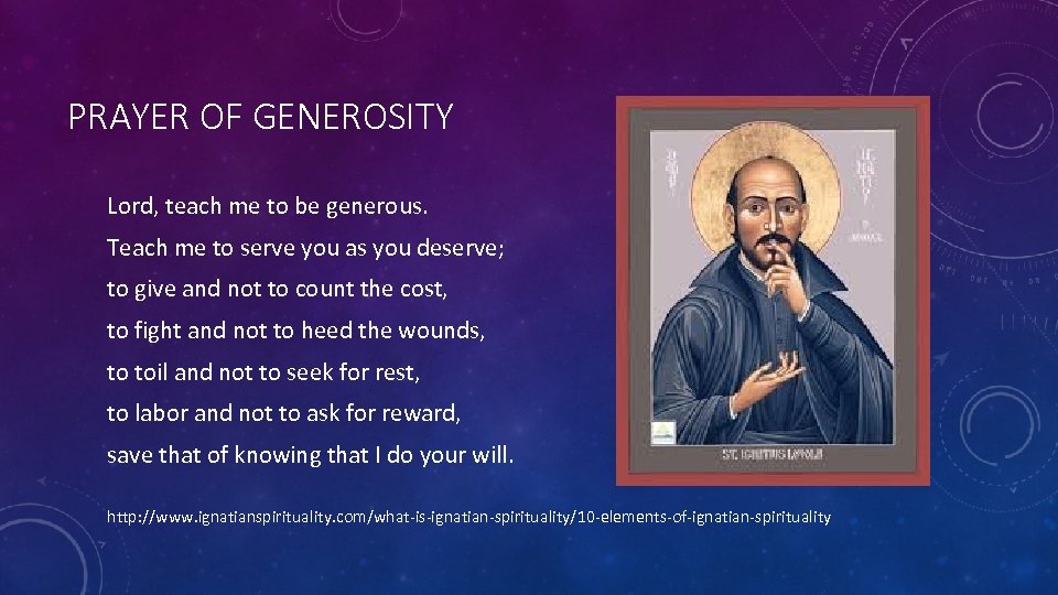 PRAYER OF GENEROSITY Lord, teach me to be generous. Teach me to serve you