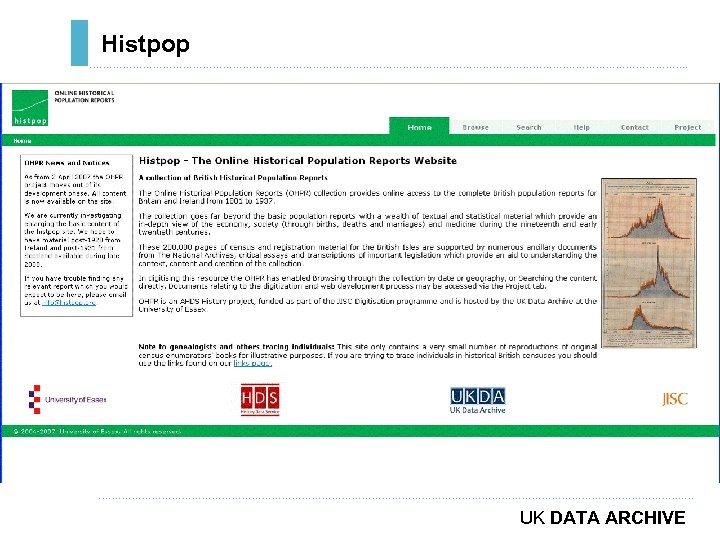 Histpop ………………………………………………………………. . ……………………………………………………………………………. . … UK DATA ARCHIVE 