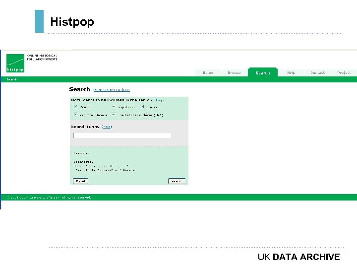 Histpop ………………………………………………………………. . ……………………………………………………………………………. . … UK DATA ARCHIVE 
