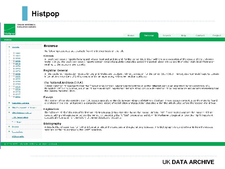 Histpop ………………………………………………………………. . ……………………………………………………………………………. . … UK DATA ARCHIVE 