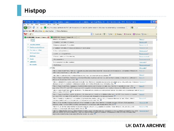 Histpop ………………………………………………………………. . ……………………………………………………………………………. . … UK DATA ARCHIVE 