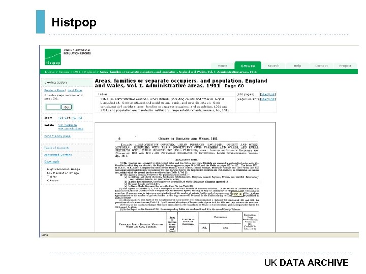 Histpop ………………………………………………………………. . ……………………………………………………………………………. . … UK DATA ARCHIVE 