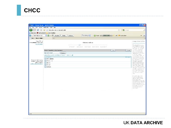 CHCC ………………………………………………………………. . ……………………………………………………………………………. . … UK DATA ARCHIVE 