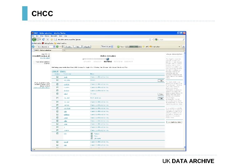 CHCC ………………………………………………………………. . ……………………………………………………………………………. . … UK DATA ARCHIVE 