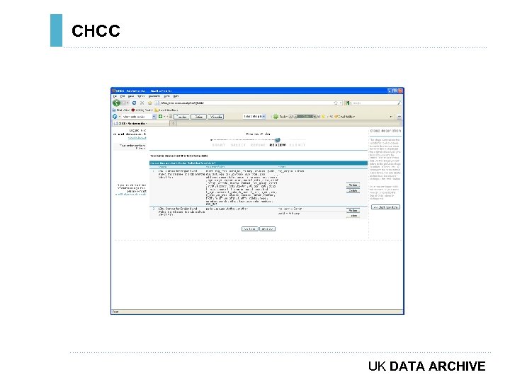 CHCC ………………………………………………………………. . ……………………………………………………………………………. . … UK DATA ARCHIVE 