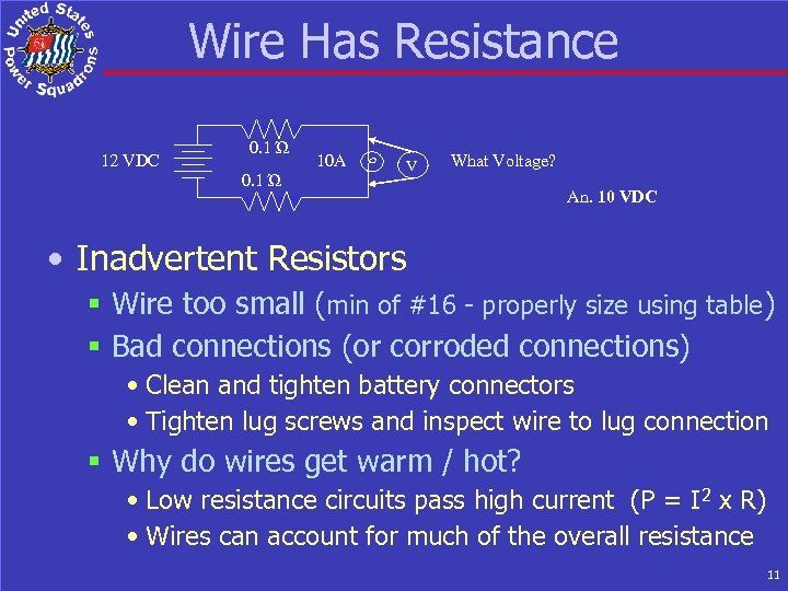 Wire Has Resistance 12 VDC 0. 1 Ώ 10 A V What Voltage? An.
