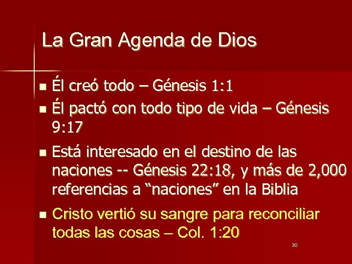 La Gran Agenda de Dios Él creó todo – Génesis 1: 1 n Él