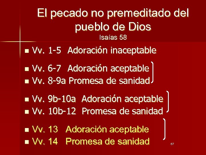 El pecado no premeditado del pueblo de Dios Isaías 58 n Vv. 1 -5