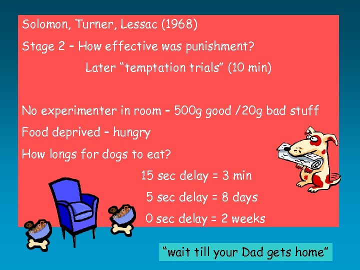 Solomon, Turner, Lessac (1968) Stage 2 – How effective was punishment? Later “temptation trials”