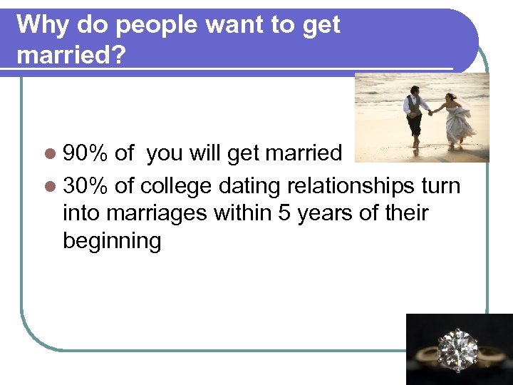 Why do people want to get married? l 90% of you will get married