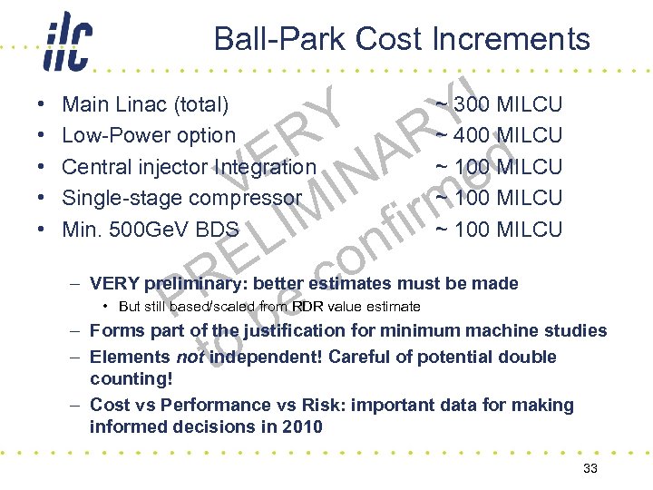 Ball-Park Cost Increments • • • ! Y Y R R A d E