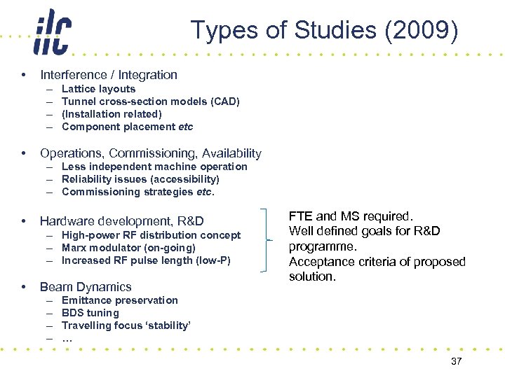 Types of Studies (2009) • Interference / Integration – – • Lattice layouts Tunnel