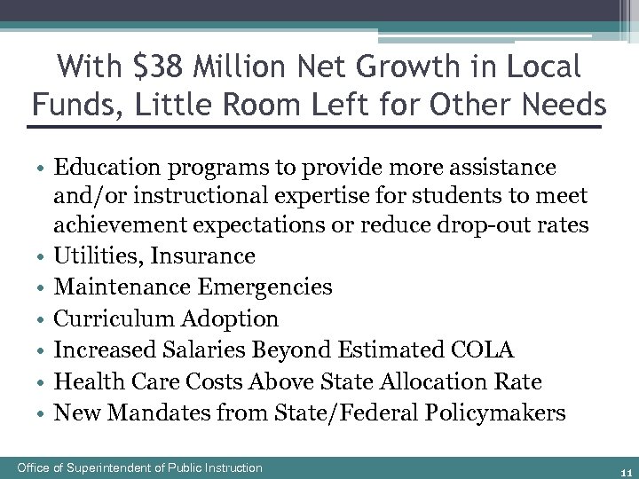 With $38 Million Net Growth in Local Funds, Little Room Left for Other Needs