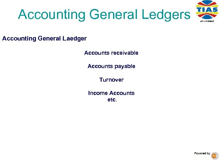 Accounting General Ledgers Accounting General Laedger Accounts receivable Accounts payable Turnover Income Accounts etc.