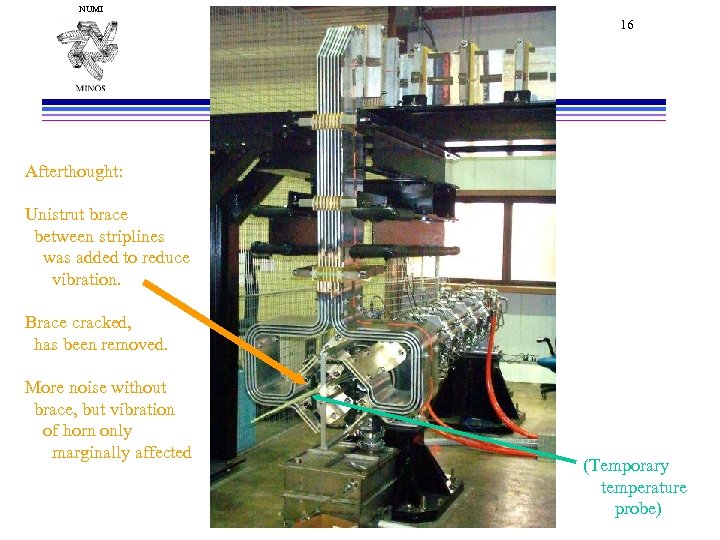 NUMI Horn and Stripline 16 Afterthought: Unistrut brace between striplines was added to reduce