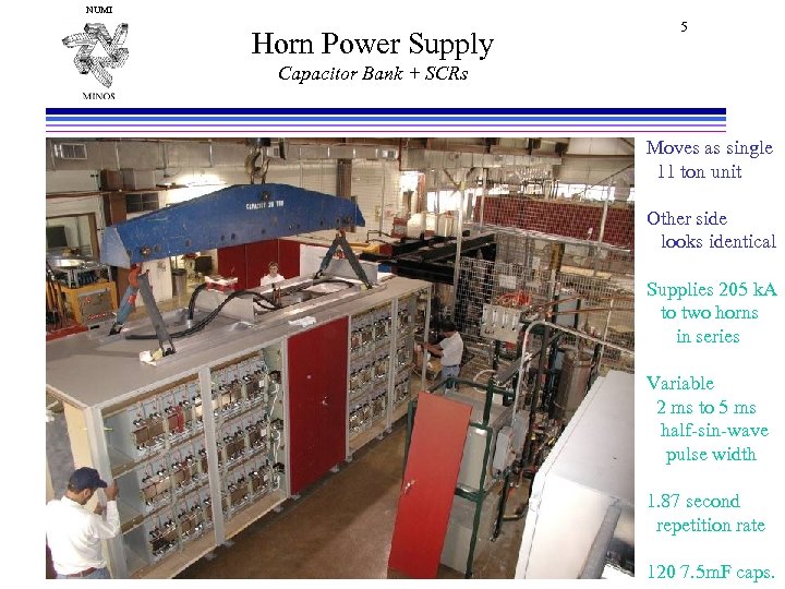 NUMI Horn Power Supply 5 Capacitor Bank + SCRs Moves as single 11 ton