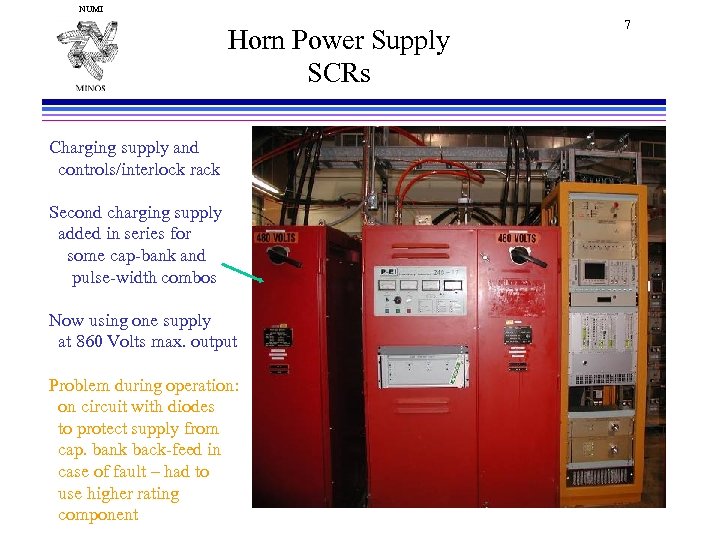 NUMI Horn Power Supply SCRs Charging supply and controls/interlock rack Second charging supply added