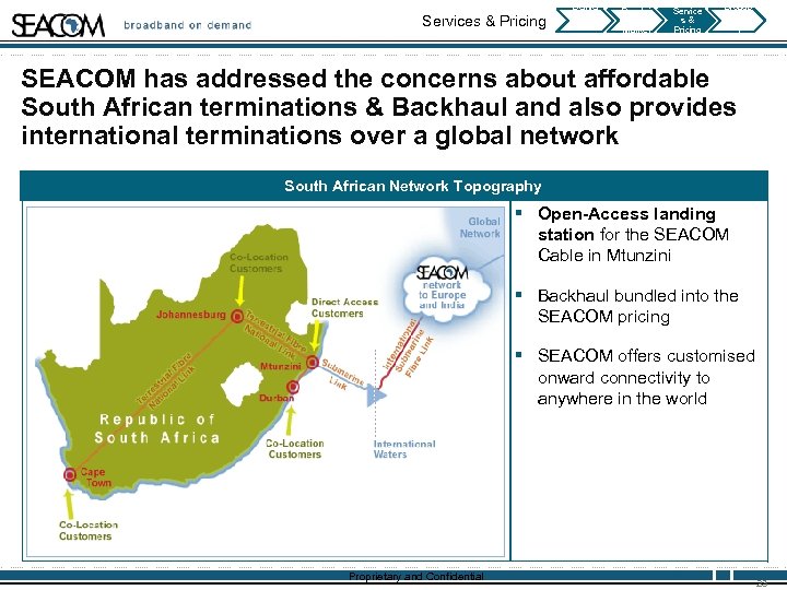 Services & Pricing Deliver y Deadlin es Bandwi dth Market Service s& Pricing Broadb