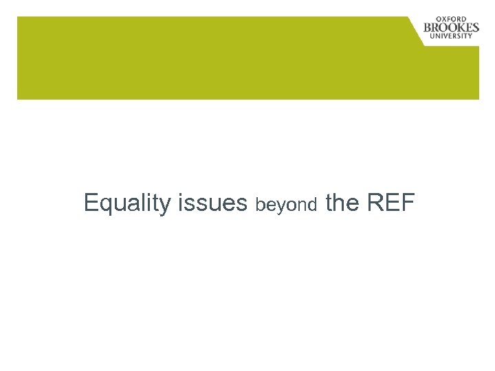 Equality issues beyond the REF 