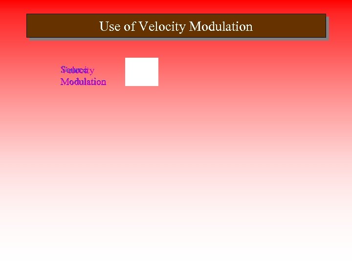 Use of Velocity Modulation Source Velocity Modulation 