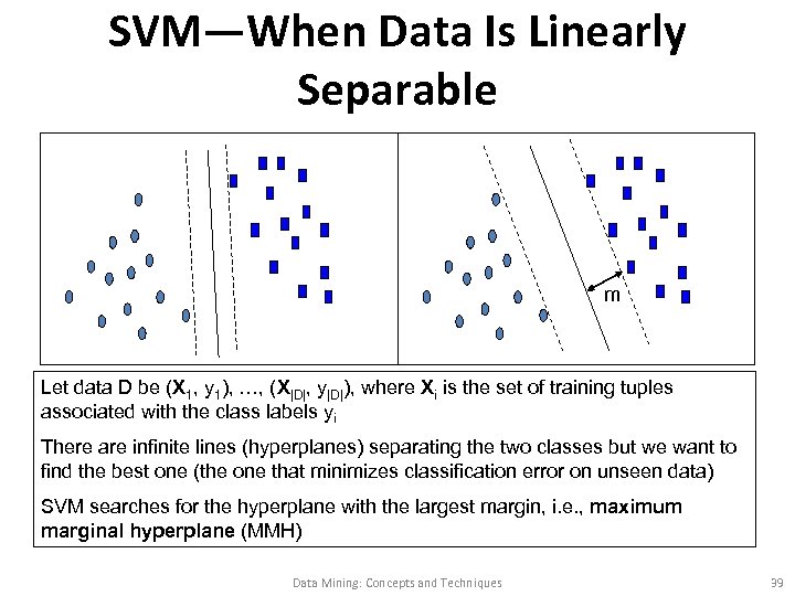 SVM—When Data Is Linearly Separable m Let data D be (X 1, y 1),