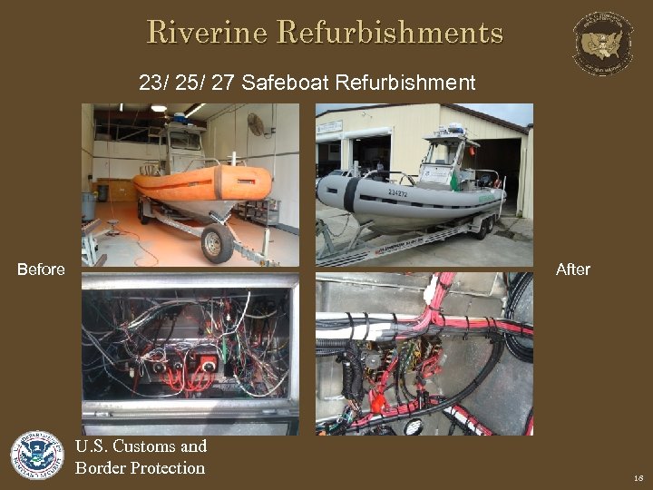 Riverine Refurbishments 23/ 25/ 27 Safeboat Refurbishment Before After U. S. Customs and Border